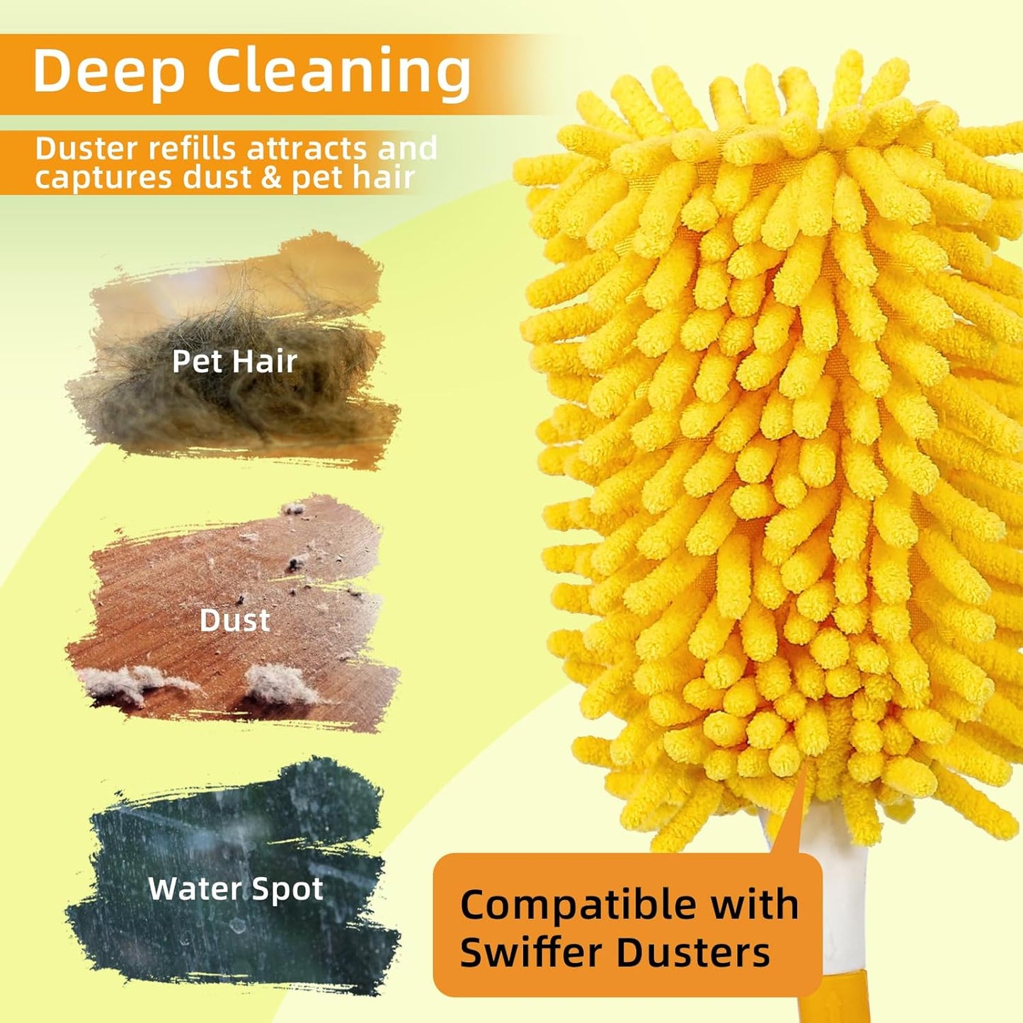 Reusable Duster Refill Compatible with Swiffer Hand Duster - 360 Heavy Duty Dusters Refills - Microfiber Ceiling Fan Duster for Swiffer Dusters Extended Handle, 4 Pack(Handle is Not Included)