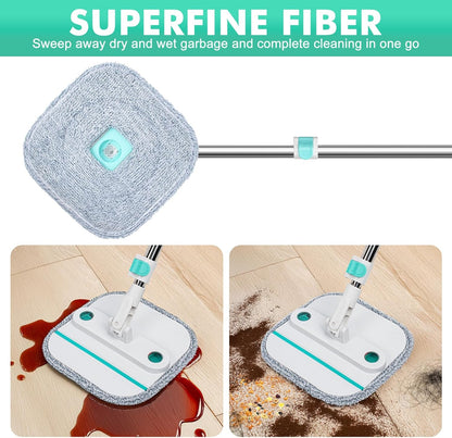 Upgraded Spin Mop and Bucket Self-Standing Mop Bucket Separate Dirty and Clean Water System Self Wringing 360° Rotating Clean Mop and Bucket Set with14Pads Mop-Blue