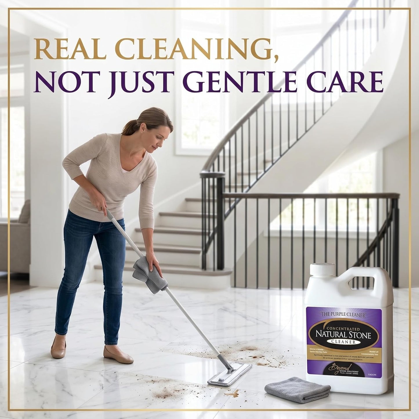 Beyond Stone Cleaner, Made to Protect Marble, Granite & Natural Stone, pH Neutral & Sealer-Safe Tile Cleaner for Floors, Showers, Countertops, Travertine, Limestone & Slate, 1 Gallon
