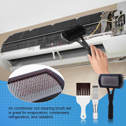 Aufind 7 PCS Different Air Conditioner Fin Cleaner kit, Brush Condenser Ac Coil Cleaner Air Refrigerator Fin Cleaner Evaporator Radiator Repair Clean Tool (Yellow)
