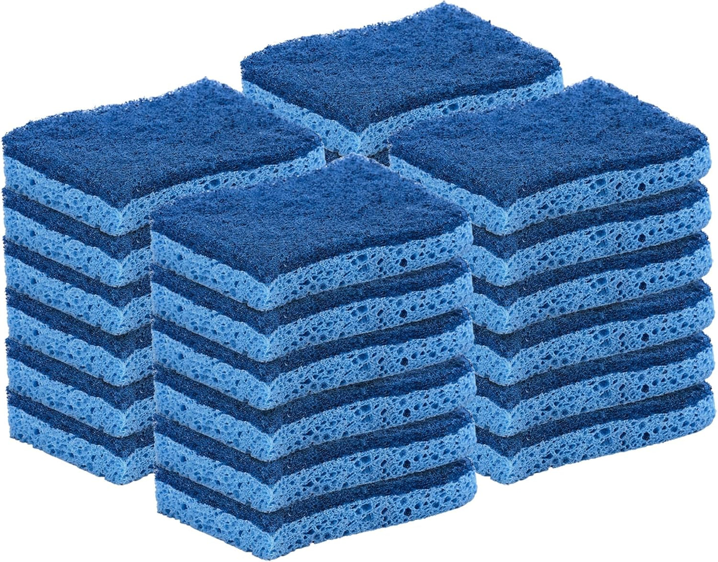 Non-Scratch Cellulose Sponge Kitchen Scrub Sponge with Scouring Pad Set, Good for Non-Stick Cookware Frying Pan, Pot, Counter Top, Sink Scrubbing, Kitchen Scrubbers, Pack of 2, (Red/Pink)