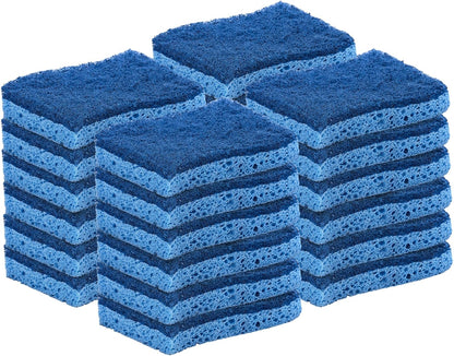 Non-Scratch Cellulose Sponge Kitchen Scrub Sponge with Scouring Pad Set, Good for Non-Stick Cookware Frying Pan, Pot, Counter Top, Sink Scrubbing, Kitchen Scrubbers, Pack of 2, (Red/Pink)