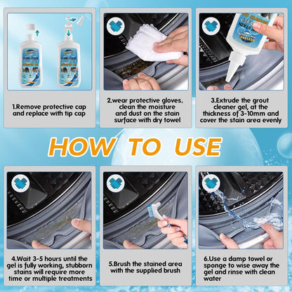 Mold Stain Remover Gel, Washing Machine Cleaner for Front Loader Washer Gasket Rubber Seal Home Stain Removal Gel for Grout, Caulk, Refrigerator, Shower, Bathtub, Bathroom Cleaning Solution (5 Fl Oz)