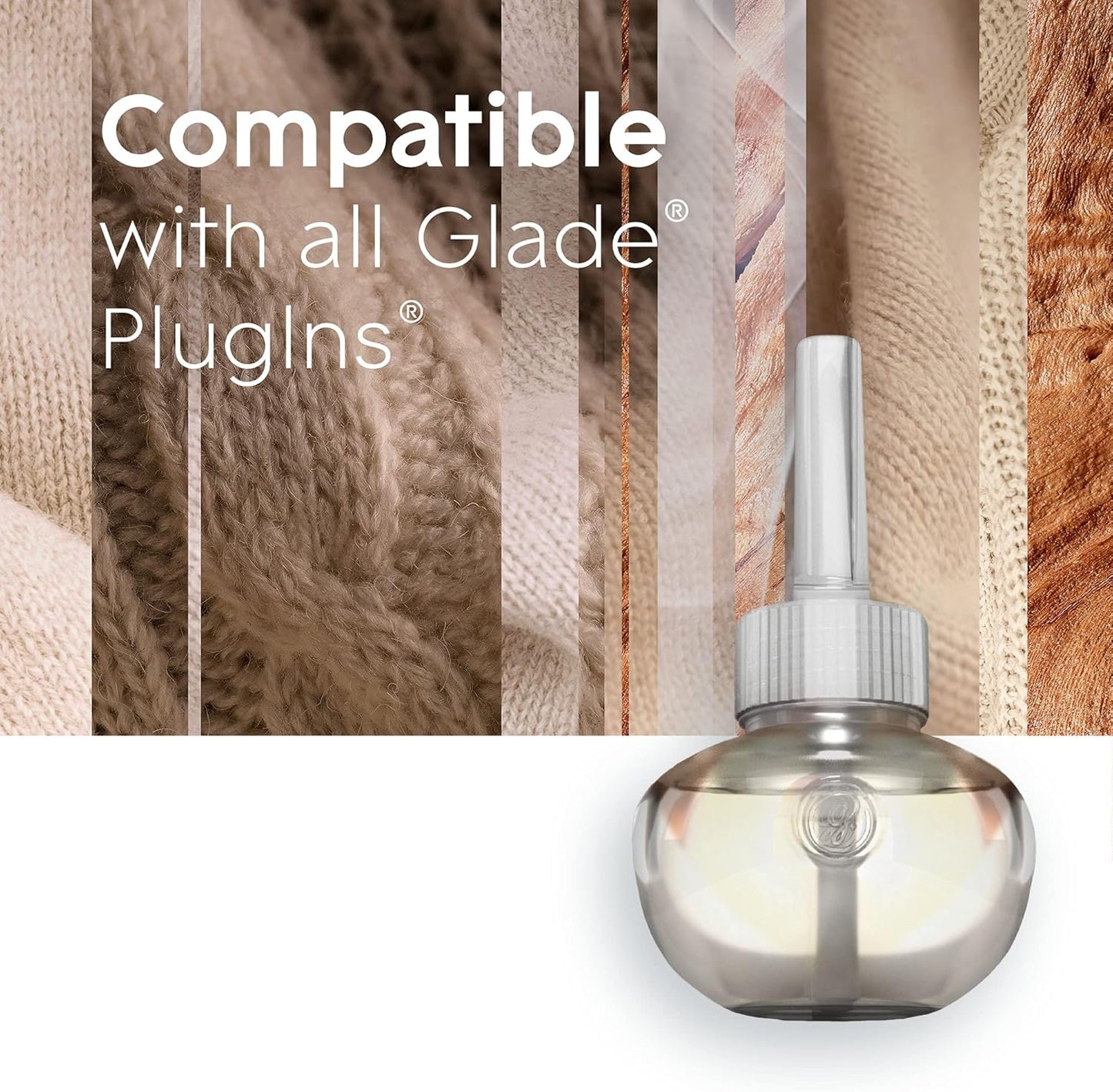 Glade PlugIns Refills Air Freshener, Scented and Essential Oils for Home and Bathroom, Cashmere Woods, 6.7 Fl Oz, 10 Count