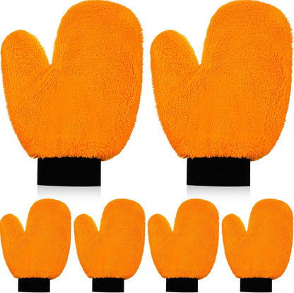 Remerry 6 Pcs Microfiber Mitts with Thumb for Cars Paint Wash Gloves Terry Weave Dusting Mitts