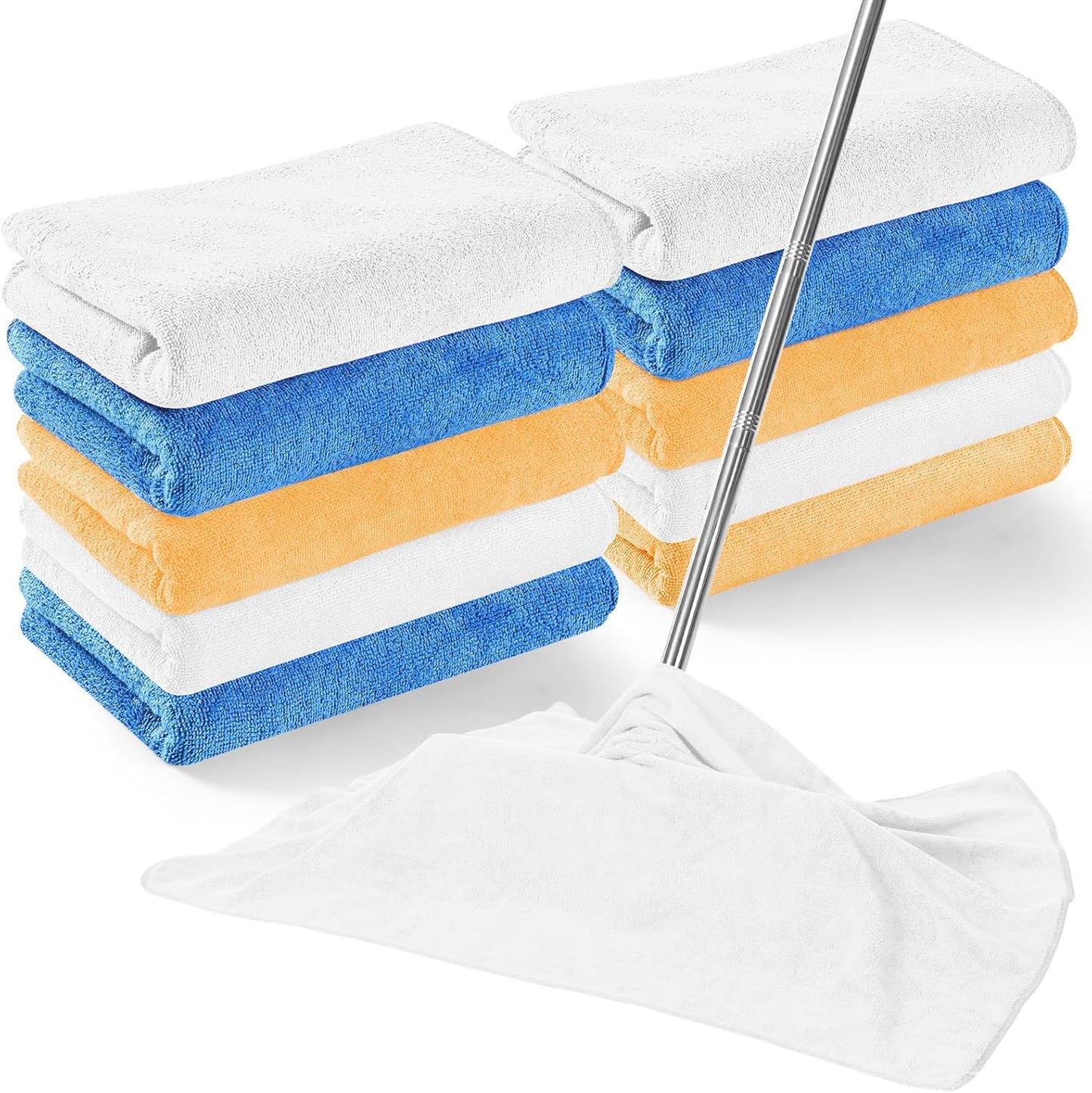 SmoothNovelty 10 Pcs Extra Large Microfiber Cloth 30" x 20" Large Floor Microfiber Towel Reusable Washable Free Lint Free Cloth Rag for Squeegee Mop Floor Window Housekeeping (Bright Color)