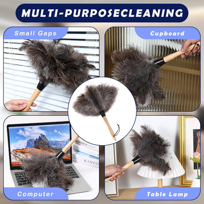 Soarer Extendable Ostrich Feather Duster - 40 inches Fluffy Long Handle Reusable Feather Duster for Cleaning Ceiling Fan,Pendant lamp, High Ceiling, Blinds, Furniture