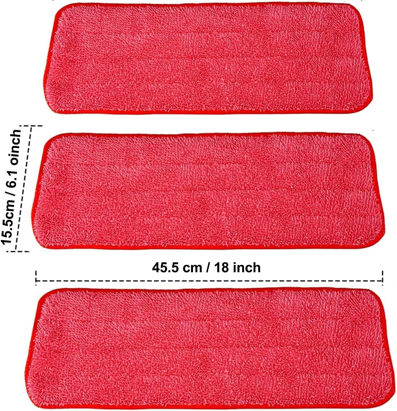 Microfiber Replacement Mop Pad, 18" x 6" Wet & Dry Home & Commercial Cleaning Refills, Reusable Floor Mop Pads (6 Pack) Blue
