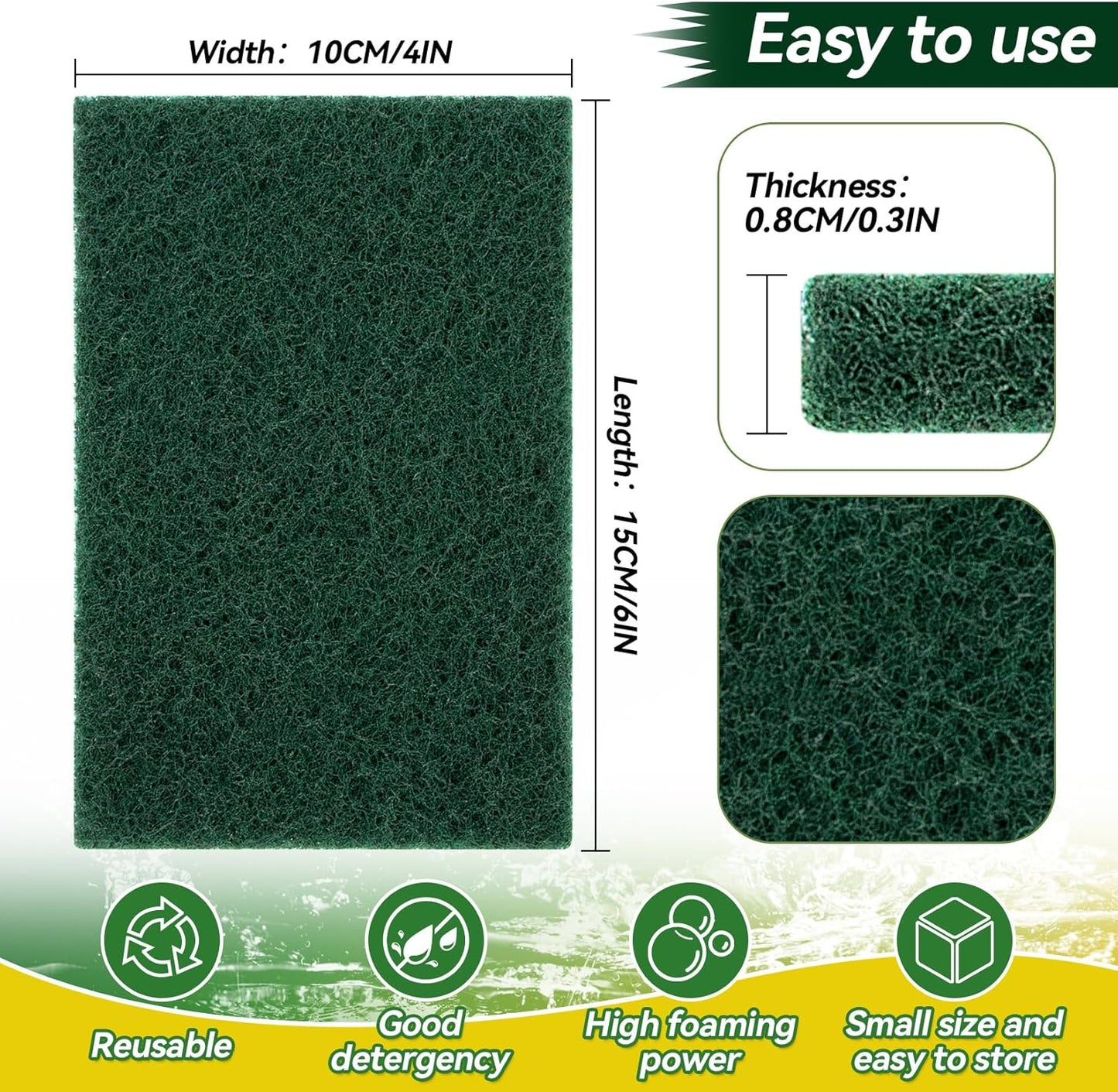 MAQIHAN Heavy Duty Scouring Pad - 10PCS Scouring Pads for Heavy Duty Cleaning Scrubbing Pads for Kitchen Bathroom Household Cleaning Dish Scrubber Scrub Sponges for Oven Barbecue Grill Bathtub