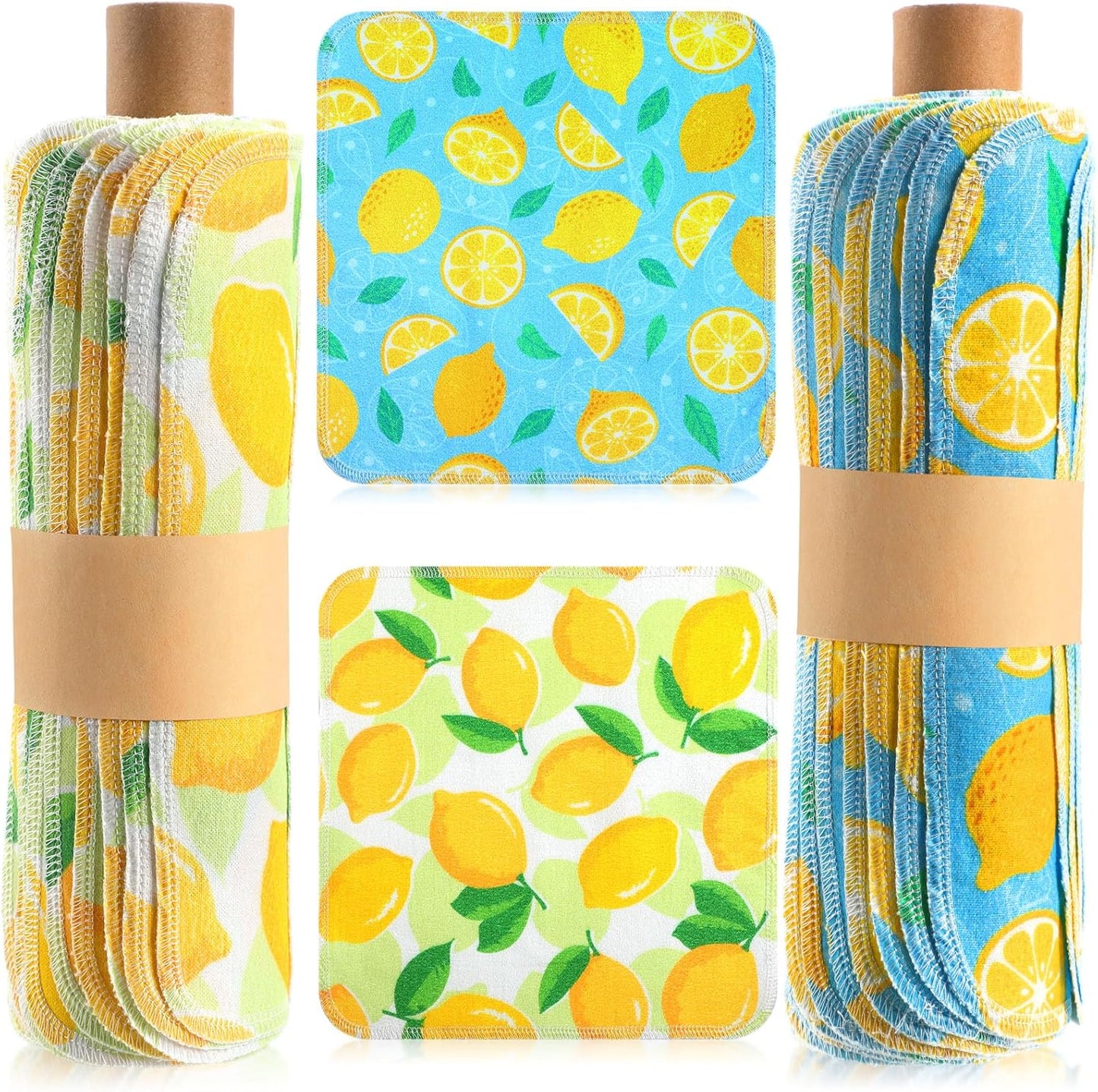Redbaker 50 Pcs Reusable Paper Towels Paperless Reusable Cotton Cloths Toilet Absorbent Washable Paper Towels with Roll Kitchen Dishcloth for Kitchen Paperless Dishcloths(Stripe)