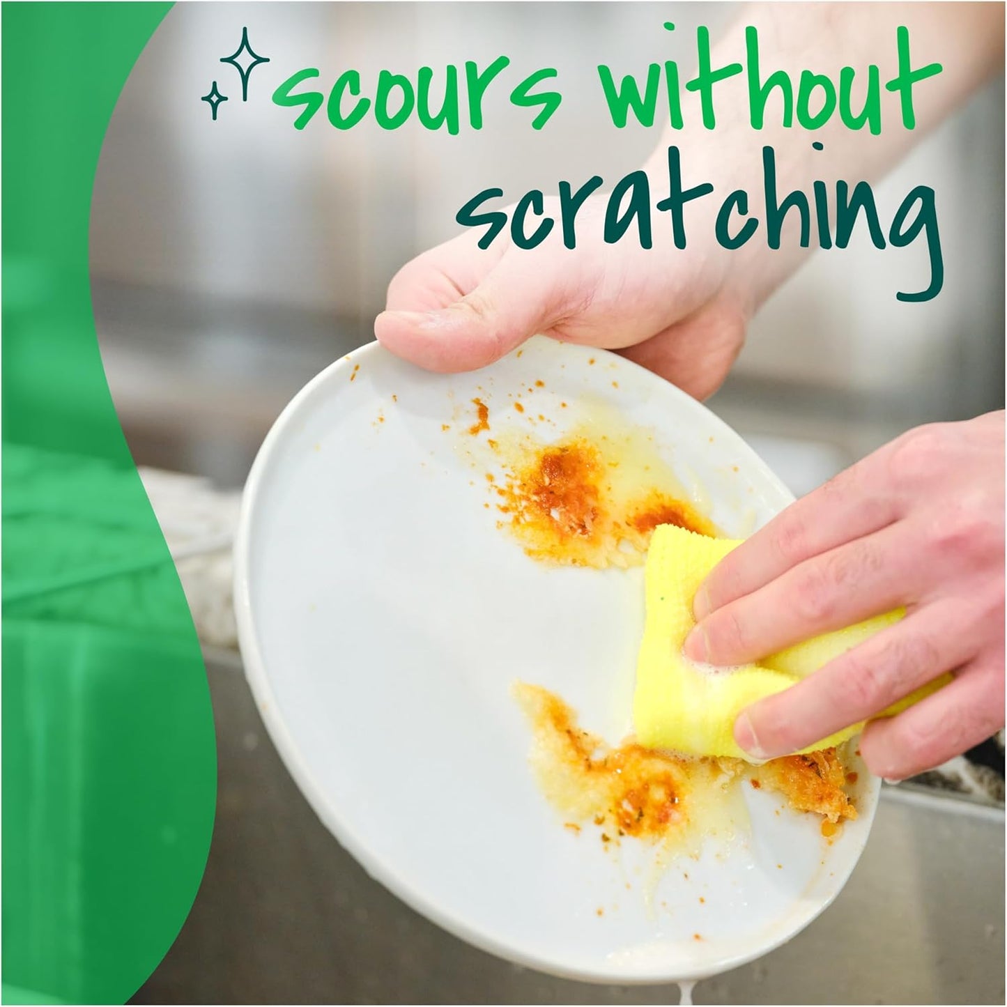 Scotch-Brite Dobie Non-Scratch All-Purpose Scrub Pads, 12 Total Pads (6 Packs of 2), Reusable Scouring Sponges for Kitchen & Bathroom, Safe on Non-Stick Cookware, Yellow