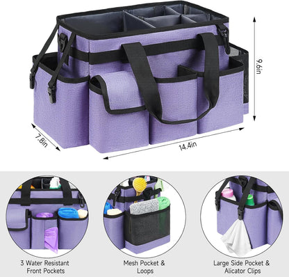 Cleaning Caddy,Cleaning Bag for Housekeepers,Cleaning Supplies Organizer with Handle,Black