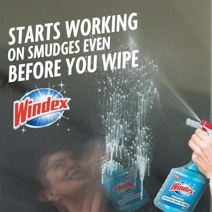 Windex Glass and Window Cleaner Spray Bottle, Packaging Designed to Prevent Leakage and Breaking, Surface Cleaning Spray, Original Blue Scent, 23 Fl Oz