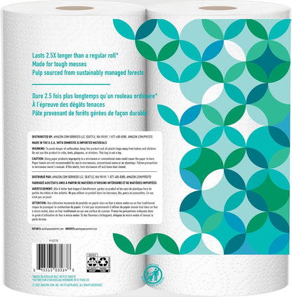 Amazon Brand - Presto! Ultra-Strong Premium Paper Towels, 158 Sheet Huge Roll - Flex-a-Size, 12 Rolls (2 Packs of 6), Equivalent to 38 Regular Rolls, White