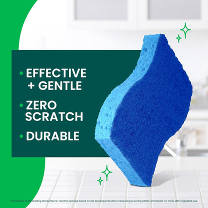 Scotch-Brite Zero Scratch Scrub Sponge, Non-Scratch Sponge, 12 Kitchen Sponges for Cleaning Around Home, Bathroom & More, Effective + Gentle Dish Scrubber, Best for Nonstick Pots and Pans
