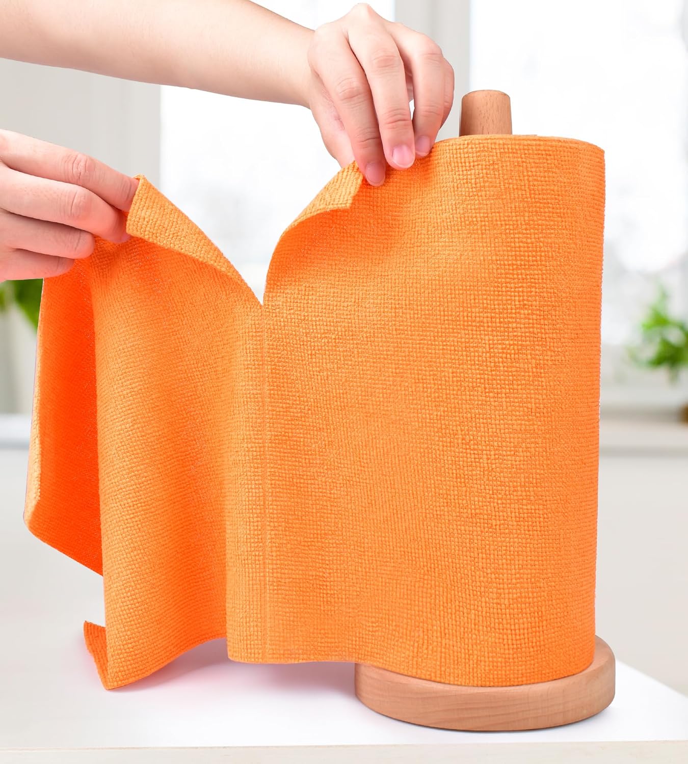 KitchLife Microfiber Cleaning Cloth Roll - Tear-Away Reusable Microfiber Paper Towels, Lint-Free, Washable, 20 Sheets for Kitchen, Car, Dishes, and Sensitive Surfaces (Pink)