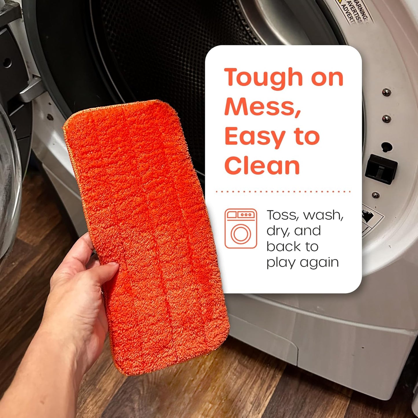 Quiggly Reusable Mop Pad 2-Pack – Washable Microfiber Refills Toddler & Kid Spray Mops – Machine Washable 10.8” x 4.9” Pads