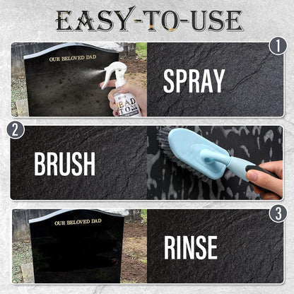 Headstone Cleaner for Graves, Tombstone & Headstone, Removes Dirt, Moss & Other Grime, for Restoring Natural Luster on Granite, Stone, Marble, Slate, Concrete & More, 8.8 oz