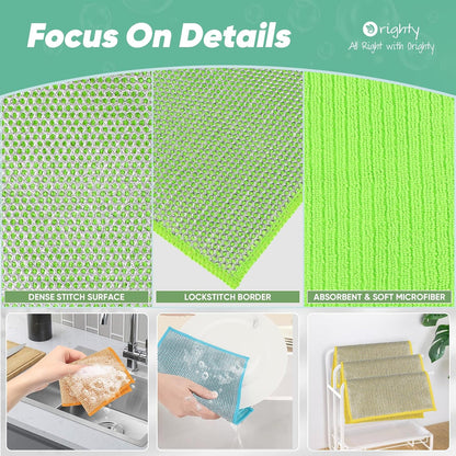 Orighty 12 Pcs Multipurpose Wire Dishwashing Rag, Non-Scratch Wire Dish Cleaning Cloths for Wet and Dry, Reusable Steel Scrubber for Kitchen, Powerful Dishcloth Rag for Cookware, Dish, Stove-7"x8"