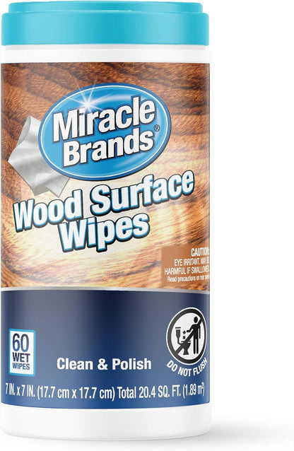 MiracleWipes for Wood Surfaces, Remove Dirt and Grime Buildup, Clean, Protect, and Polish Cabinets, Furniture, and Wood Floors, Great for Kitchen and Bathroom Cleaning Support - 30 Count