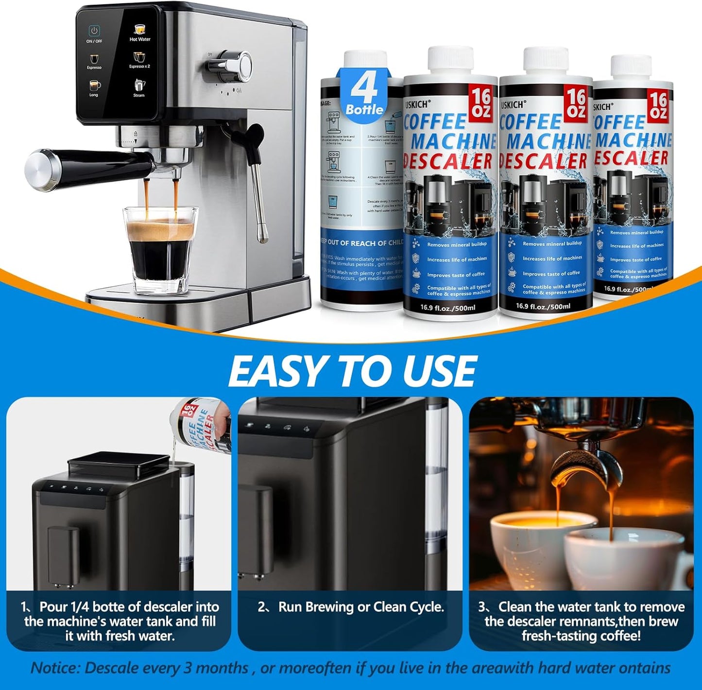 Coffee Machine Cleaner Descaler Tablets 34 Pack, Coffee Maker Cleaner for Keurig, Ninja, Breville, Delonghi, Nespresso, Miele,Espresso Machine Cleaning Tabs,Descaling Solution for Coffee Pot Maker