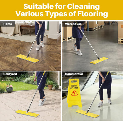JOYMOOP 17.7-Inch Microfiber Flat Mop Replacement Pads – Washable Reusable Grey & Stripe, Pack of 4 Heavy-Duty Wet & Dry Refill for JOYMOOP Flat Mop & Bucket System