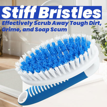 2 Pack Scrub Brushes, Cleaning Brush with Stiff Bristles, Handheld Scrubber for Bathroom, Shower, Tile, Carpet, Bathtub & Floor