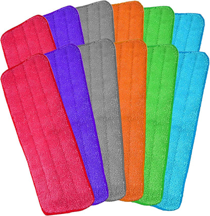Microfiber Mop Pads, 18.5 x 6.3 Inch Reusable and Washable Spray Mop Pads, Wet and Dry Household Mop Pad Replacement, Set of 12(Blue)