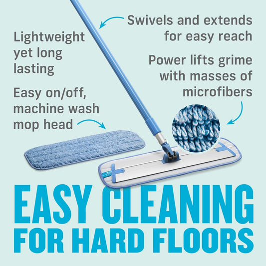 E-Cloth Deep Clean Mop, Microfiber Mop, Perfect Floor Cleaner for Hardwood, Laminate, Tile and Stone Flooring, Washable and Reusable, 100 Wash Promise
