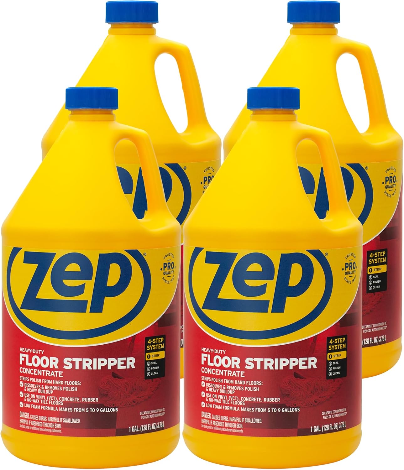 Zep Heavy-Duty Floor Stripper Ammonia Free Concentrate - 1 Gallon (Case of 2) ECZULFFS1282 - Low-Foaming Formula Removes Finish, Polish, and Heavy Buildup on Flooring