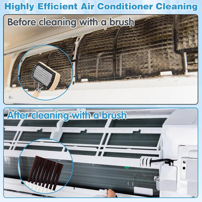 4Pcs Air Conditioner Ac Cleaning Kit, Useful Double-Sided Coil Cleaning Brush, Plastic Coil Brush Blinds Brush 2 in 1 Groove Cleaning Brush, Good Cleaning Effect for Air Conditioners, Refrigerators