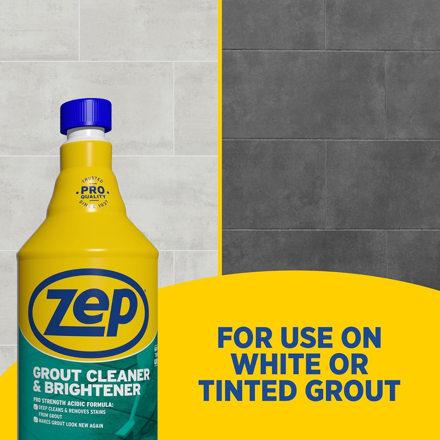 Zep Grout Cleaner and Brightener - ZU104632 - Deep Cleaning Formula Plus Grout Foaming Cleaner - R54212-2-in-1 benefits Deep Clean plus Everyday Clean & Protect