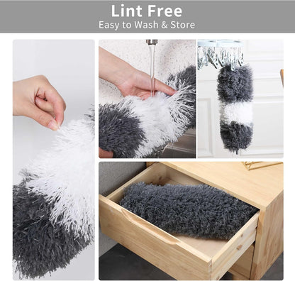 BOOMJOY Microfiber Feather Duster with Extendable Pole and Bendable Head, 100" Telescoping Duster for Cleaning Ceiling, Fan, Furniture