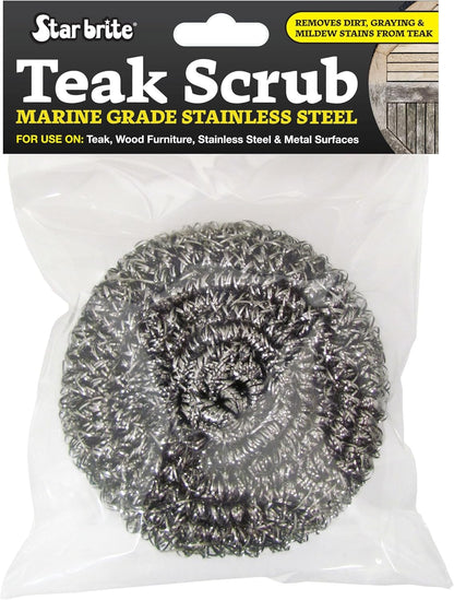 STAR BRITE Marine-Grade Stainless Steel Scrub Scouring Pad Scrubber - Refinish Wood Furniture & Boat Teak