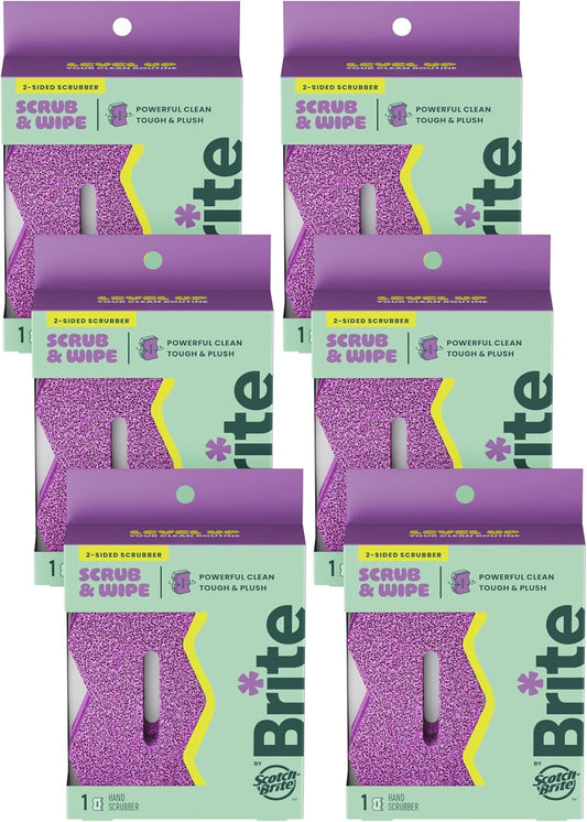 Brite by Scotch-Brite Scrub & Wipe with Drain + Dry Stand, Kitchen Sponge for Washing Dishes, 1 Scrub Sponge