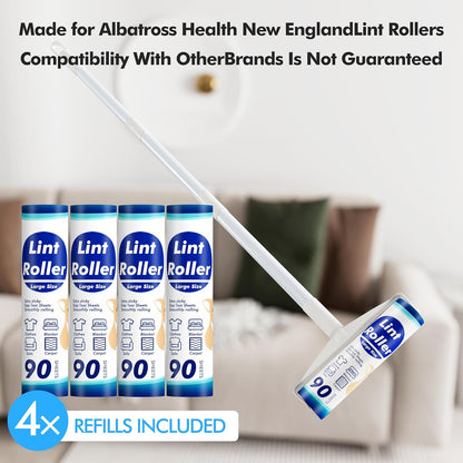 Large Lint Rollers for Carpet, 9.45'' Sticky Rollers for Floor with 360 Sheets, Extendable Long Handle Sticky Mop for Cleaning Couch, Curtains, Cars, Clothing, and Pet Hair