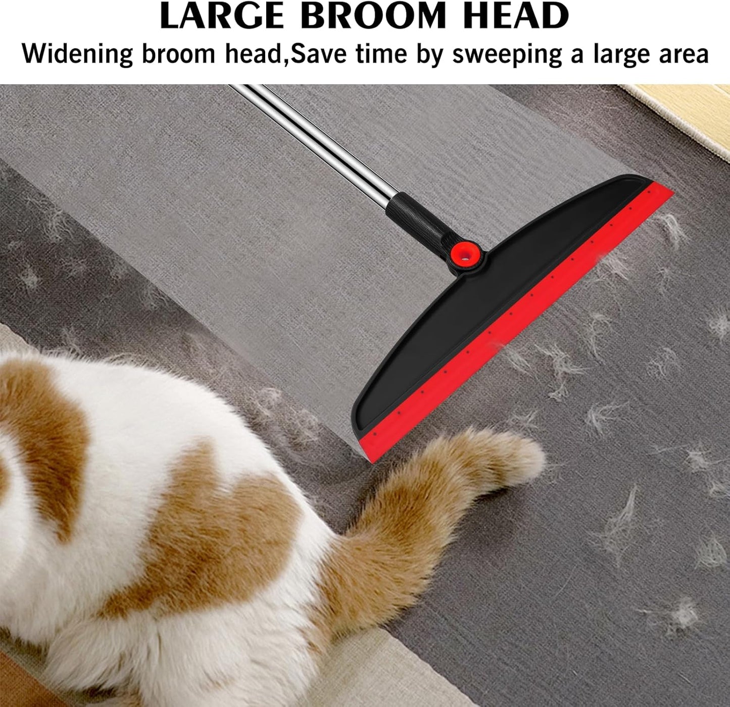 Multifunction Silicone Broom, 54 Inch Long Handle Silicone Floor Squeegee Broom, Sweep and Scrape 2 in 1 Household Cleaning Rubber Broom for Floor, Bathrooms, Kitchens, Showers, Tile, Pet Hair, Glass