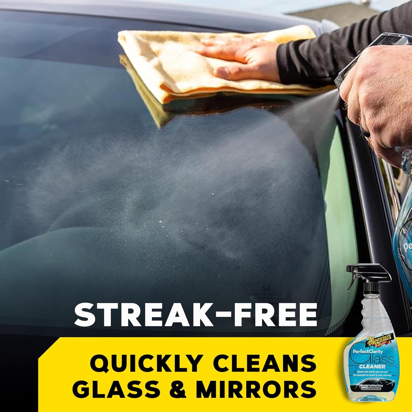 Meguiar's Ultimate Glass Cleaner & Water Repellent - Premium Glass and Window Cleaner for Quick Cleaning with Hydrophobic Technology that Acts as a Rain Repellent Improving Visibility in Rain - 16oz