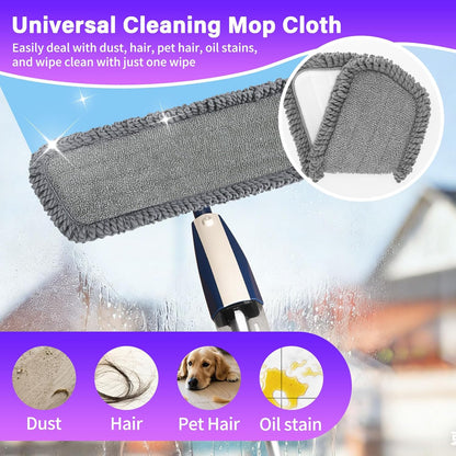 16.5 inch Mop Pads Refills, 3 Pack Microfiber Reusable Replacement Mop Pads Flat Replacements Heads for Wet Or Dry Floor Cleaning and Scrubbing, Grey Tassel Cloth