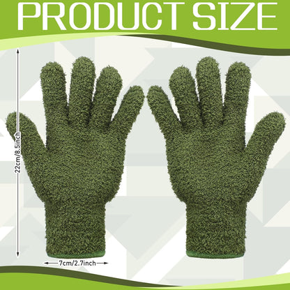 Patelai 2 Pairs Microfiber Gloves for plants Dusting Cleaning Glove Mittens House Cars Blinds Dusting(Blue, Grass Green,Large)