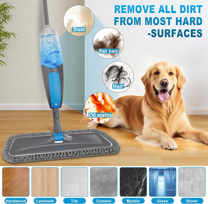 BPAWA Spray Mops for Floor Cleaning - Microfiber Wet Dry Dust Mop for Hardwood Laminate Wood Tile Vinyl Floors with 3 Washable Pads fit for Swiffer PowerMop