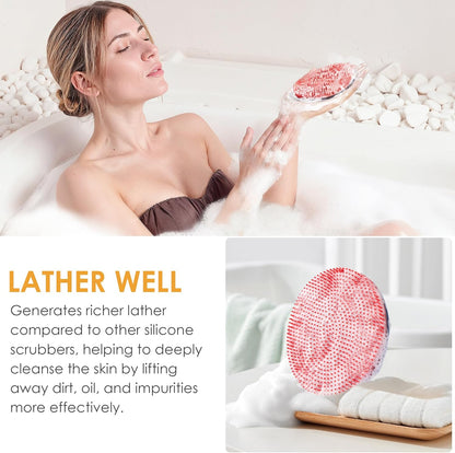 INNERNEED Food-Grade Soft Silicone Body Scrubber Shower Brush Handheld Cleansing Skin Brush, Gentle Exfoliating and Lather Well (Black)