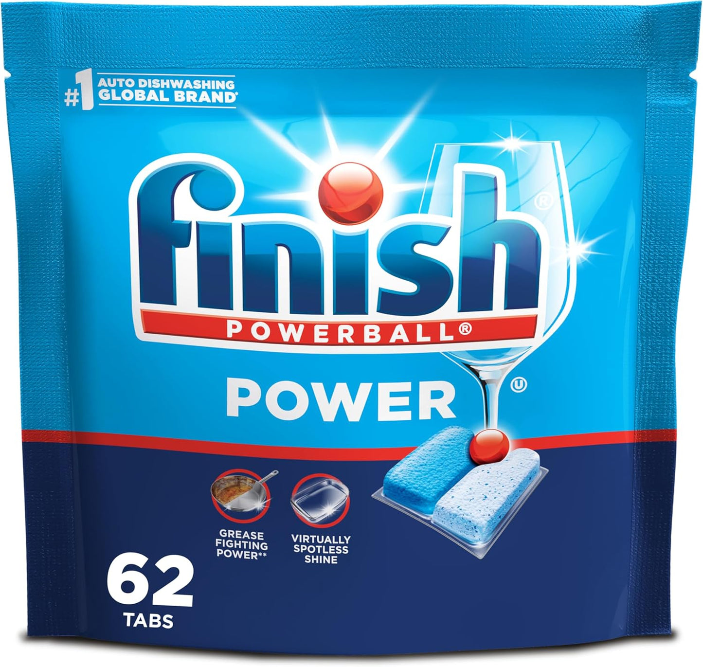 Finish Power Dishwasher Pods, No Pre-Rinse Dishwasher Detergent Soap For Deep Clean & Shine with Degreasing Power, 43 Count