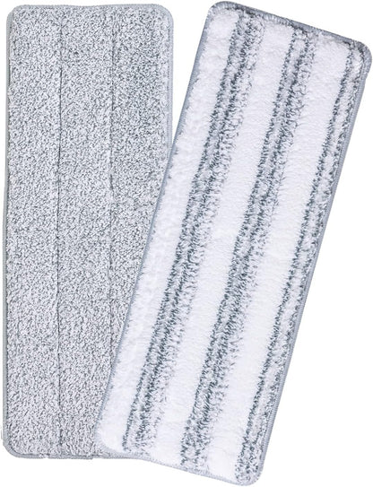 Oshang Flat Mop Head Refill, 13" X 4.9" Flat Mop Pads, Microfiber Mop Pads Flat Mop Replacement Heads (4-Pack) (White and Grey)