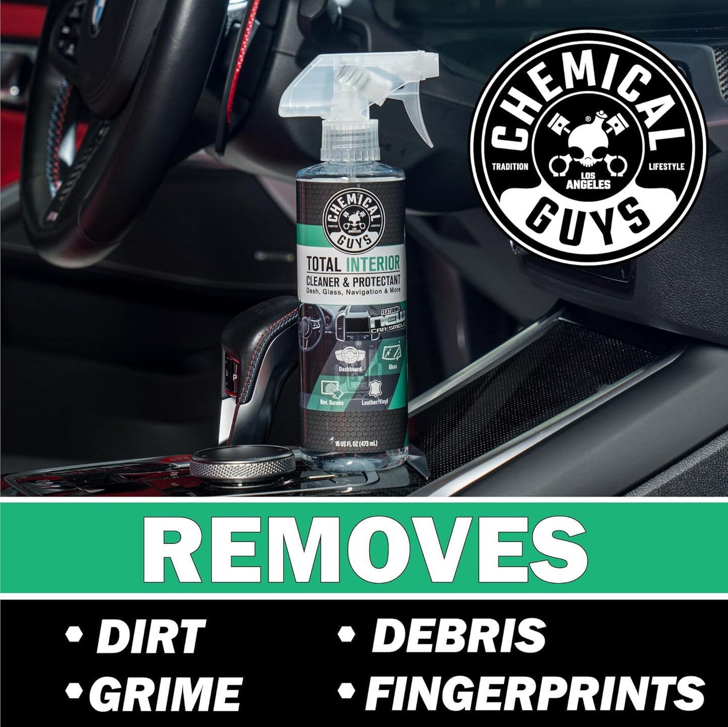 Chemical Guys Total Interior Cleaner & Protectant - Black Cherry, Car Cleaning Spray, Cleans and Protects Leather, Vinyl, Plastic, Rubber, and Glass, Safe for Trucks, SUVs, Jeeps, RVs & More - 16 oz
