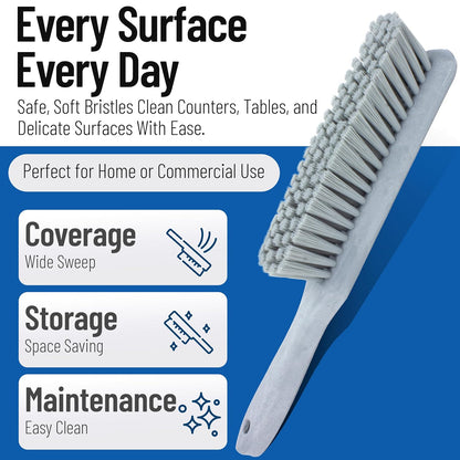 SPARTA Handheld Soft Counter Brush 8 Inch Bristle Span, Multi-Use Dust Brush with 5 Inch Handle for Tables, Countertops, and Delicate Surfaces, Polyester, Orange