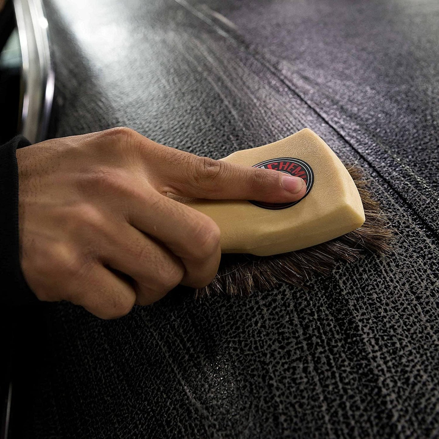 Chemical Guys Long Bristle Horse Hair Leather Cleaning Brush - Leather Brush to Gently Clean Car Interiors, Furniture, Sneakers, Boots, and More - Safe for Natural, Synthetic, Faux, and Pleather