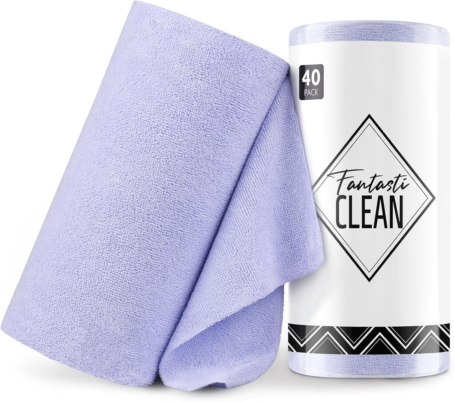 Fantasticlean Microfiber Cleaning Cloth Roll -40 Pack, Tear Away Microfiber Towels, 12" x 12", Reusable, Washable, Scratch Free, Ultra Absorbent Dishcloth for All-Around Cleaning Supplies (White)