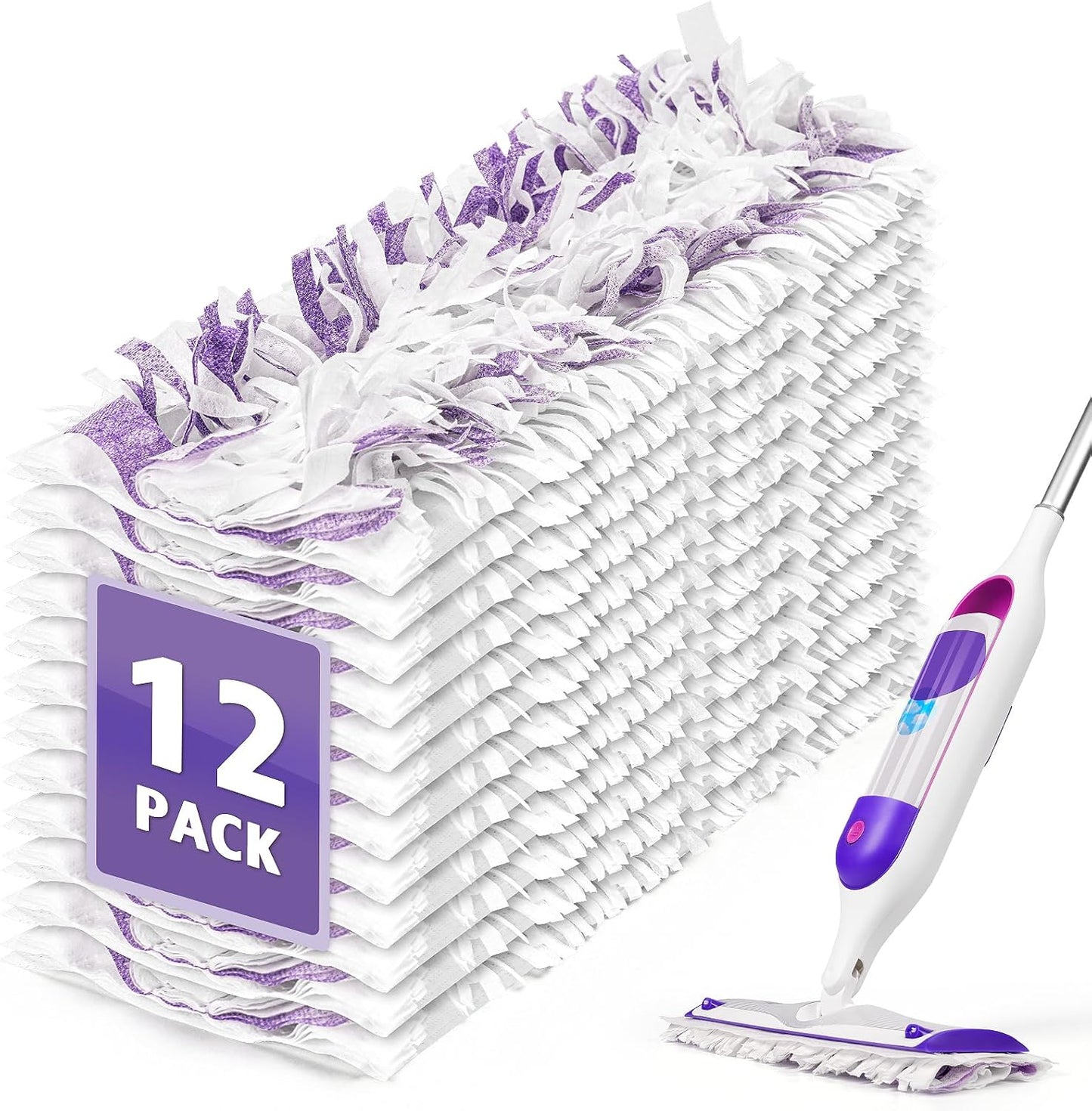 AIR U+ 24 Pack Disposable Power Mop Pads Refills for Swiffer Power Mop, Unscented 14-Layer Thickened Multi-Surface Replacement Mopping Refills Pads for Floor Surface Cleaning
