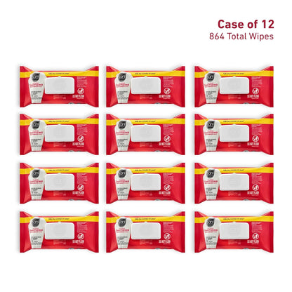PDI Sani-Professional No-Rinse Sanitizing Multi-Surface Food Service Wipes Softpack, for Restaurants, Kitchen, and Home Use, Pack of 12, 72 Wipes Each, Large 9" x 8" Wipes